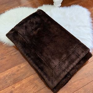 Chocolate Brown Plush Faux Fur Throw Blanket